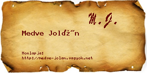 Medve Jolán névjegykártya